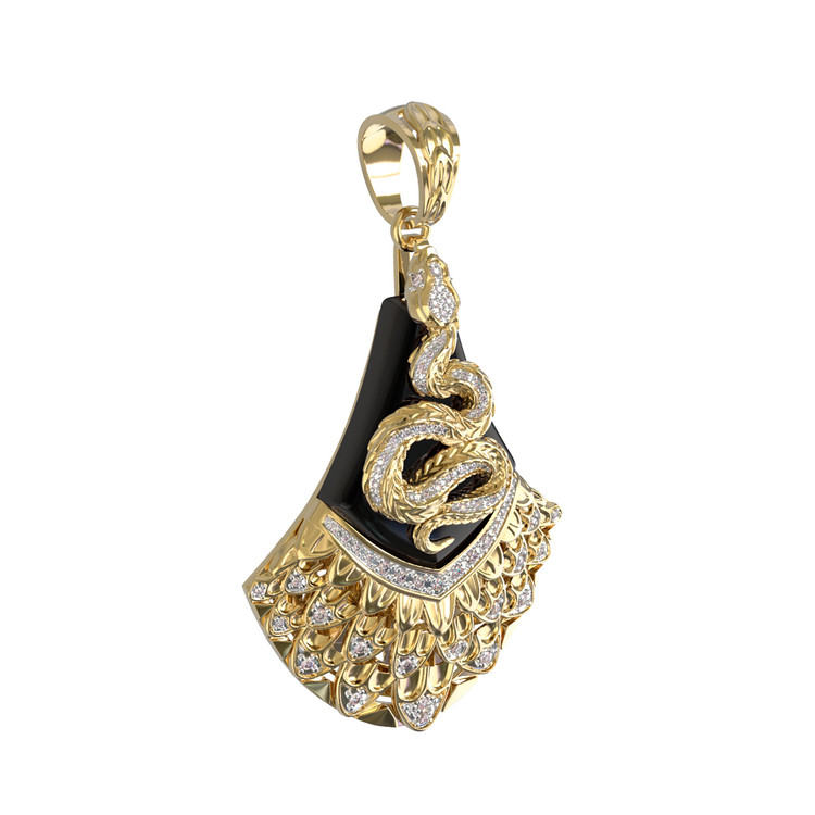 Подвеска из лимонного золота c бриллиантами и ониксом