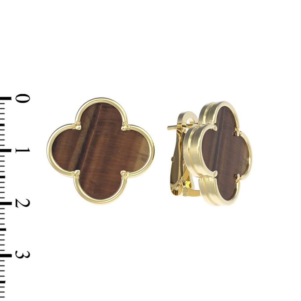 Серьги из лимонного золота c тигровым глазом