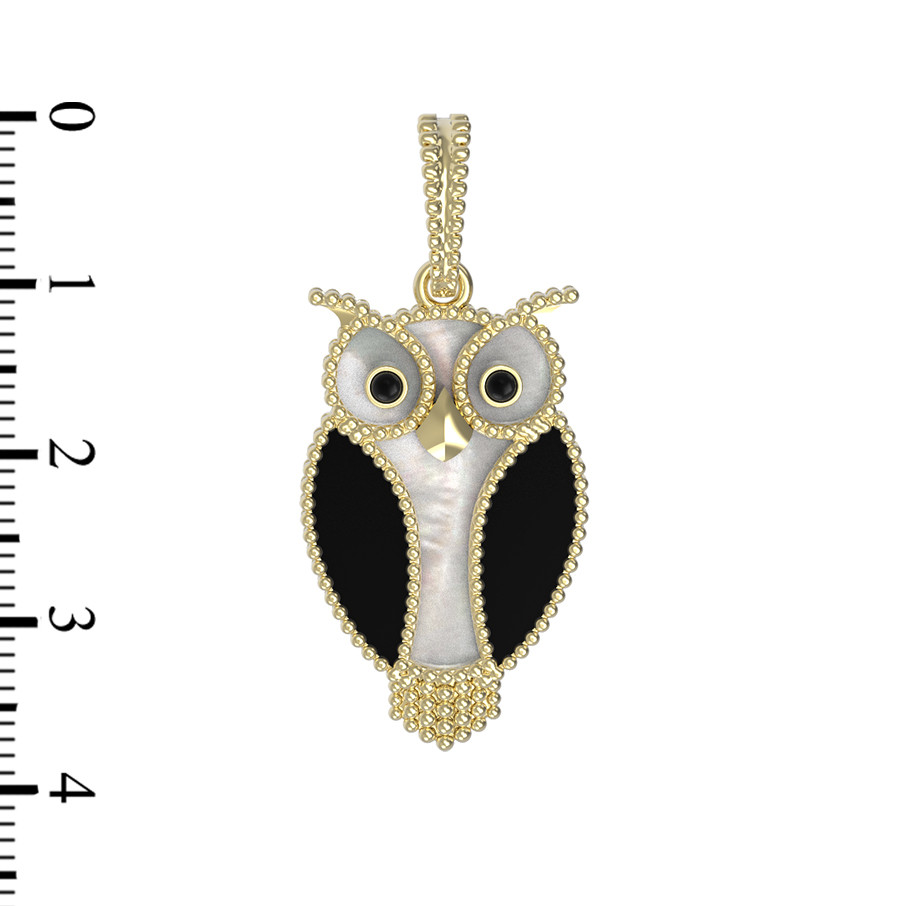 Подвеска из лимонного золота c эмаль , ониксом и перламутром