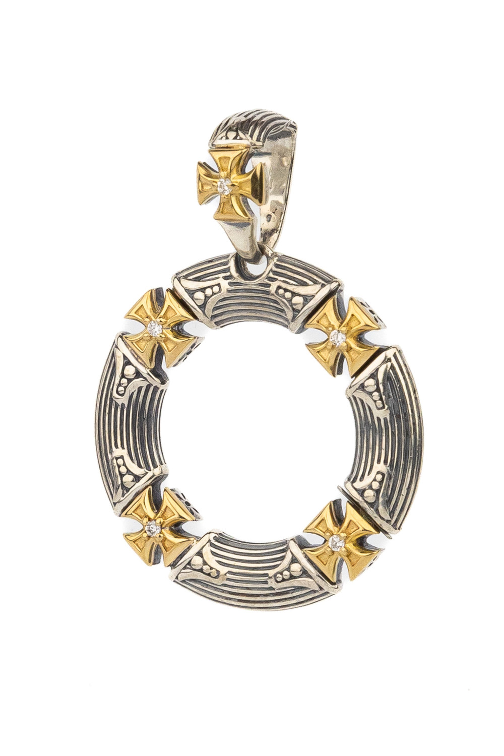 Подвеска из серебра и золота c бриллиантами и рубином