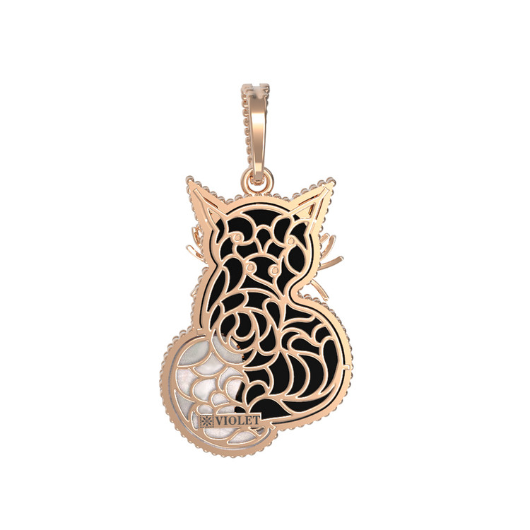 Подвеска из золота c эмаль , ониксом и перламутром