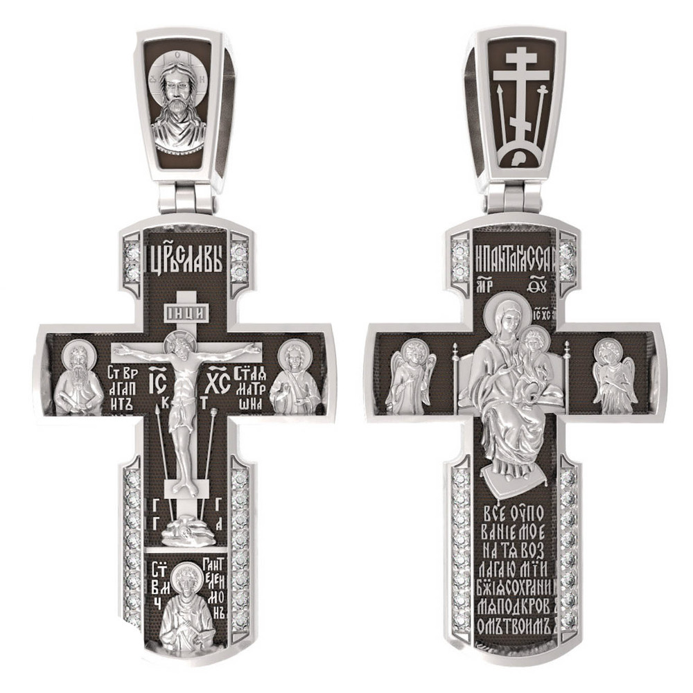 Крест из белого золота c бриллиантами