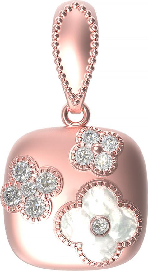 Подвеска из розового золота c бриллиантами и перламутром