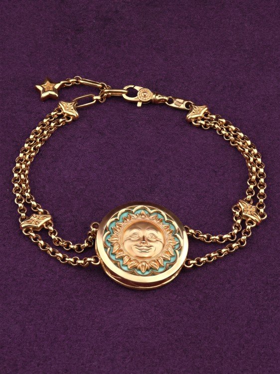 Браслет из лимонного золота c бирюзой и лазуритом