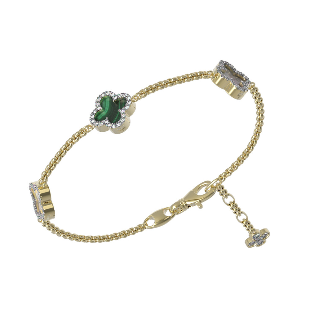 Браслет из лимонного золота c бриллиантами, малахитом и перламутром