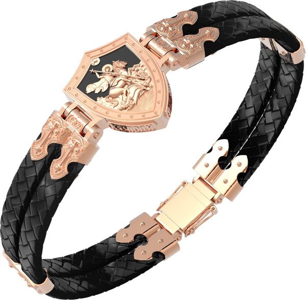 Браслет из золота c шнурком и ониксом