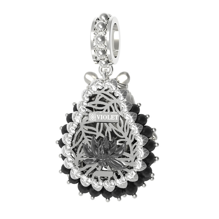 Подвеска из белого золота c эмалью и ониксом