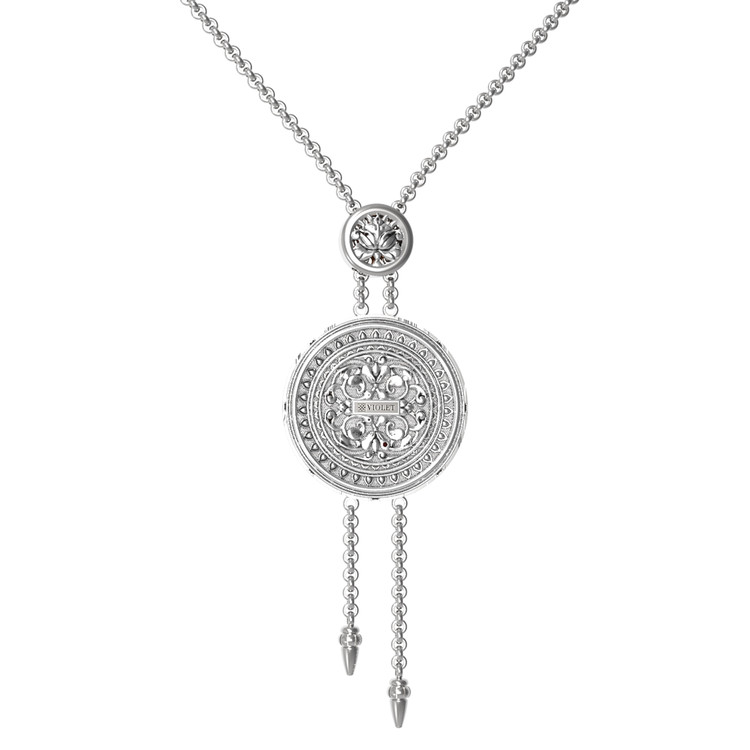 Колье из белого золота c эмалью