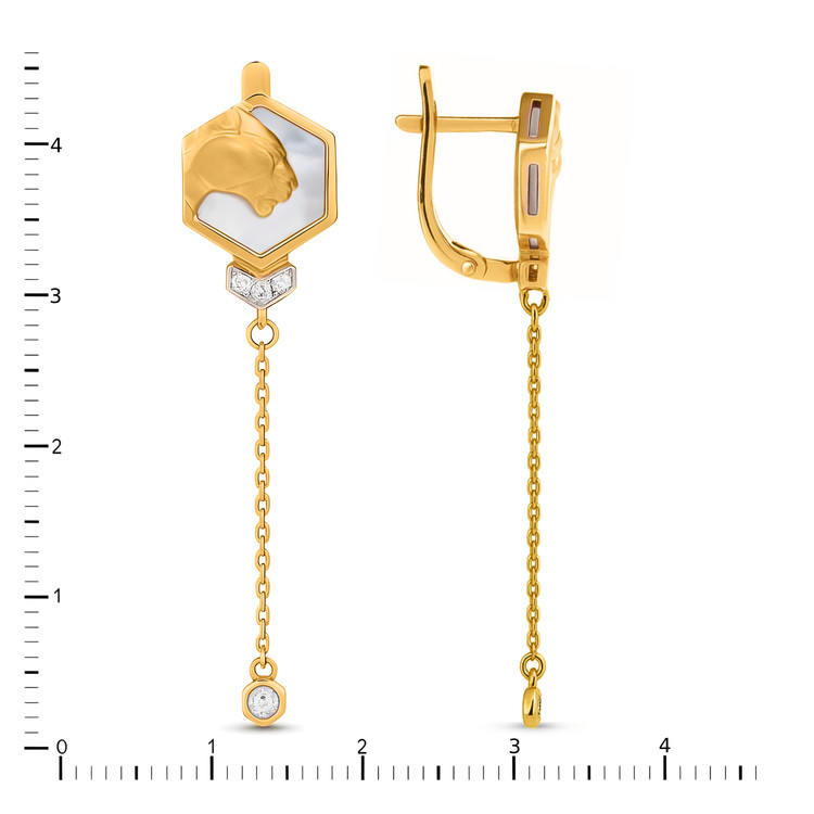 Серьги из лимонного золота c бриллиантами и перламутром