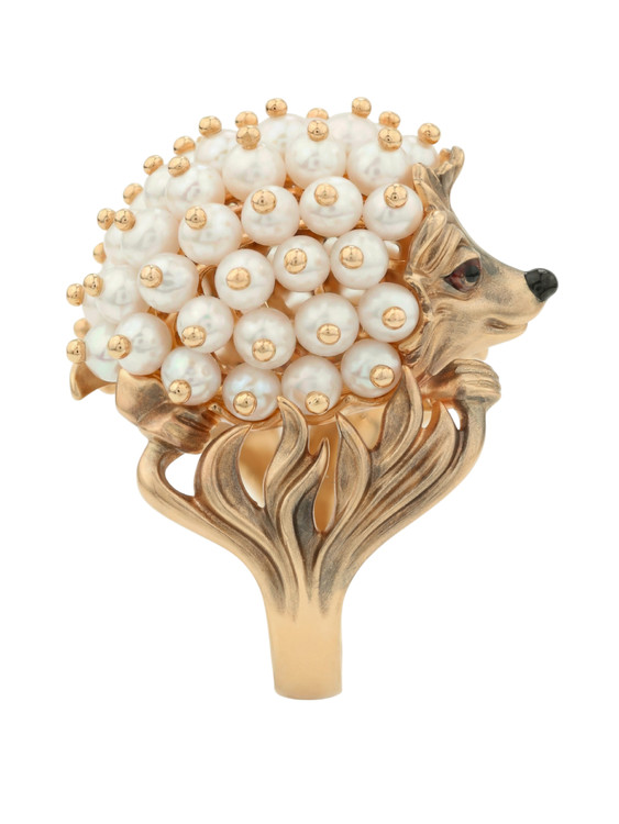 Кольцо из золота c эмаль и жемчугом