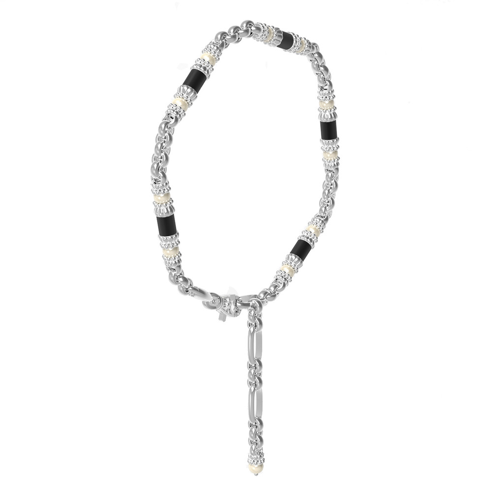 Браслет из белого золота c жемчугом и ониксом