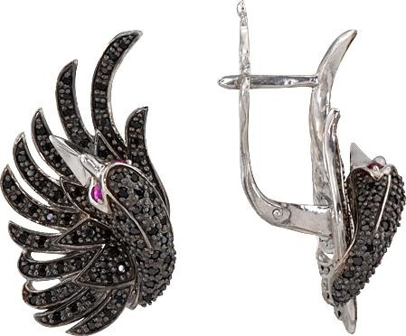 Серьги из белого золота c фианитом