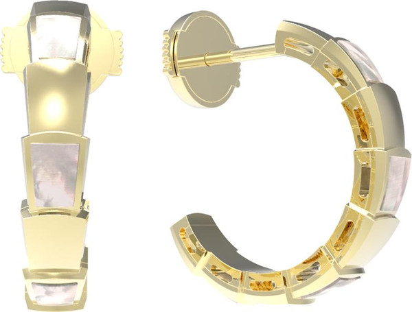 Серьги из лимонного золота c перламутром