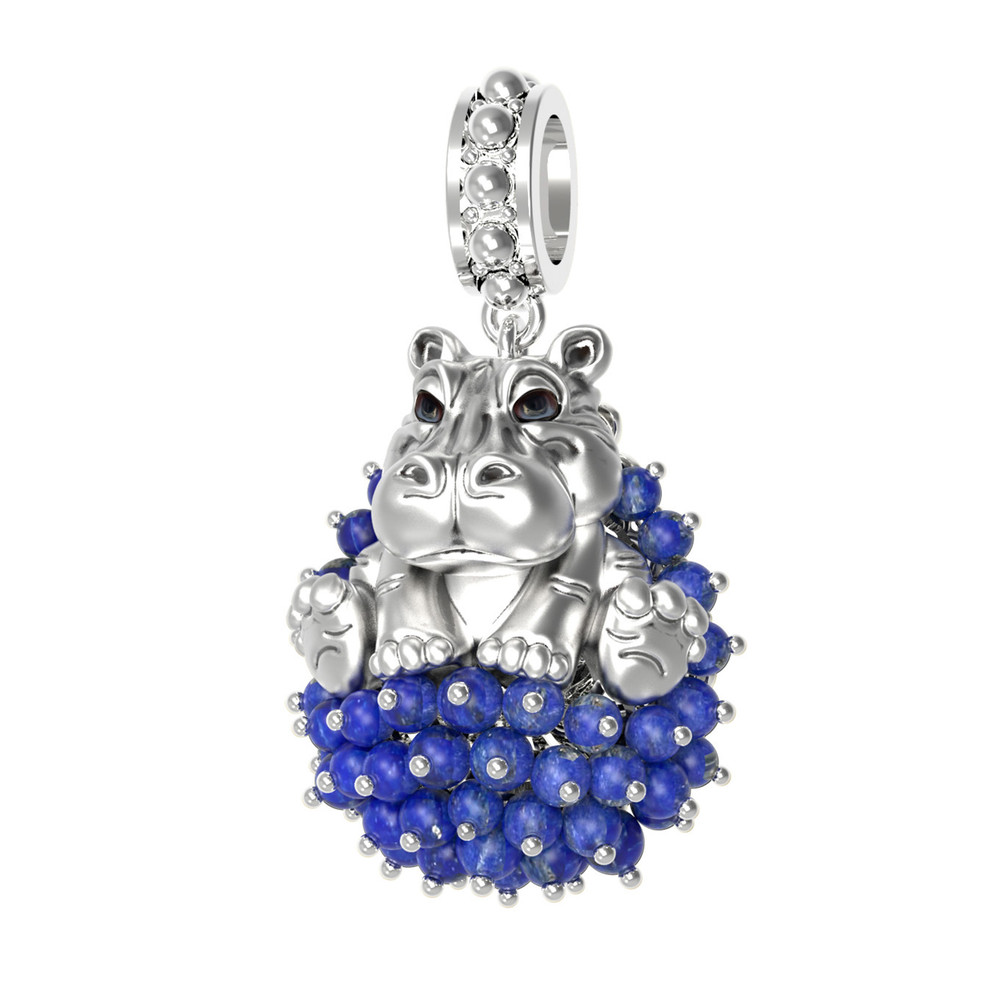 Подвеска из белого золота c эмалью и лазуритом