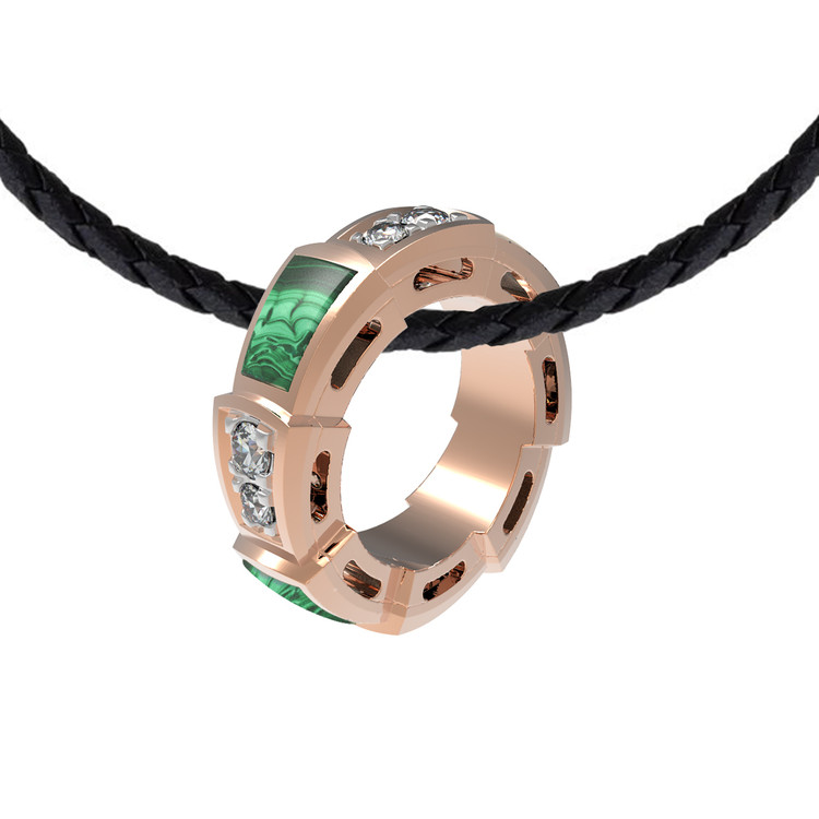 Подвеска из золота c бриллиантами и малахитом