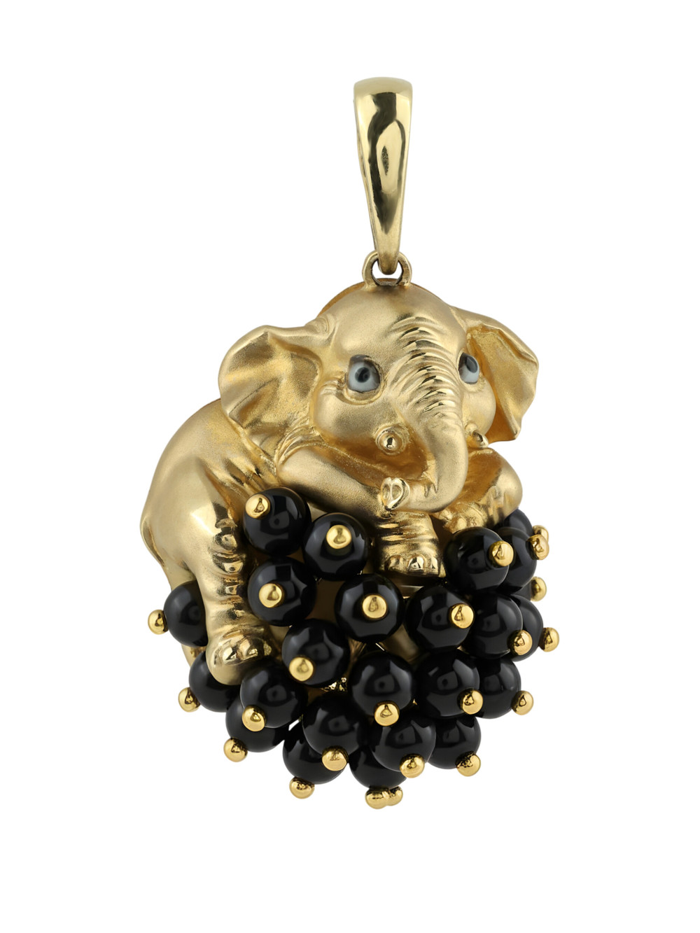 Подвеска из лимонного золота c эмаль и ониксом