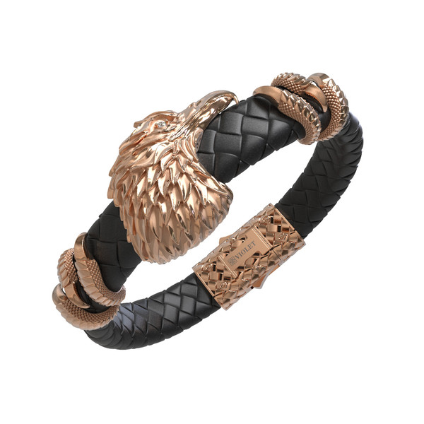 Браслет из золота c бриллиантами и кожаным шнурком