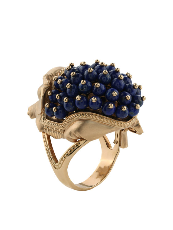 Кольцо из золота c эмаль и лазуритом