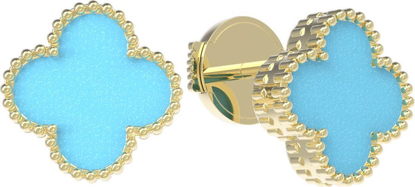 Серьги из лимонного золота c бирюзой