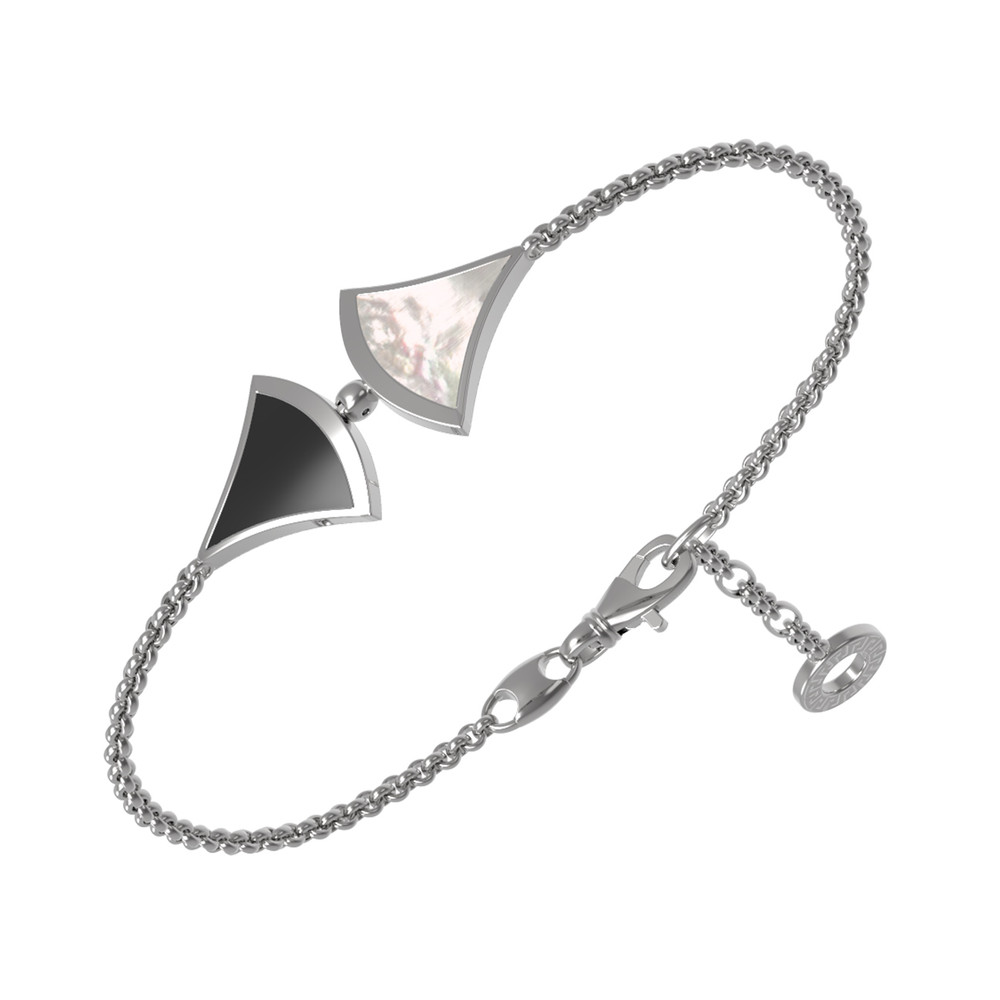 Браслет из белого золота c ониксом и перламутром