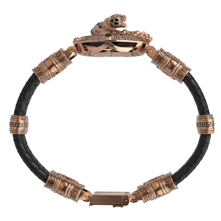 Браслет из золота c эмалью, шнурком, ониксом и рубином