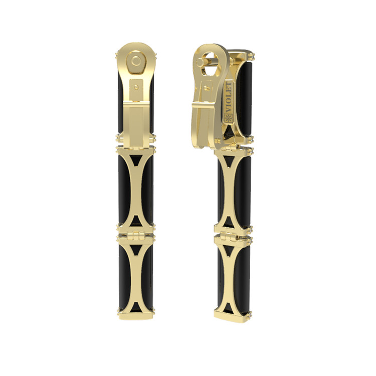 Серьги из лимонного золота c бриллиантами и ониксом