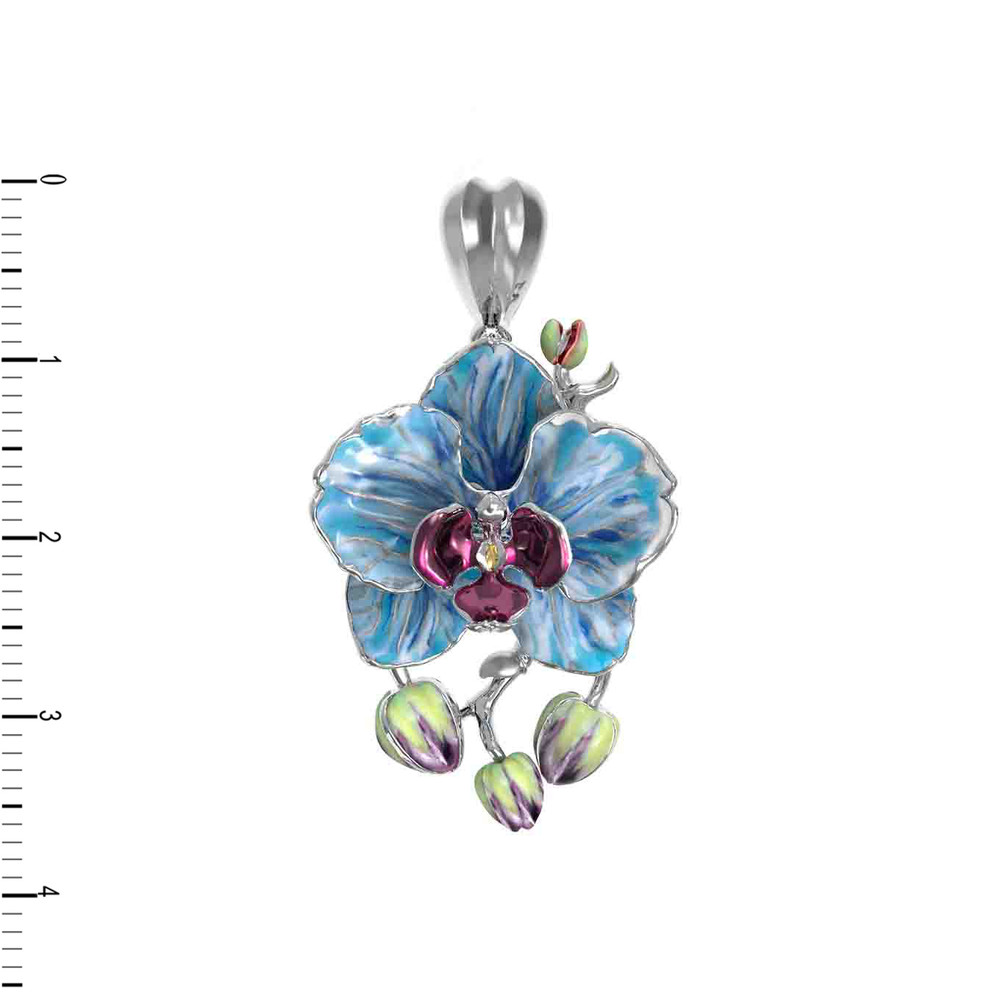 Подвеска из белого золота c эмаль