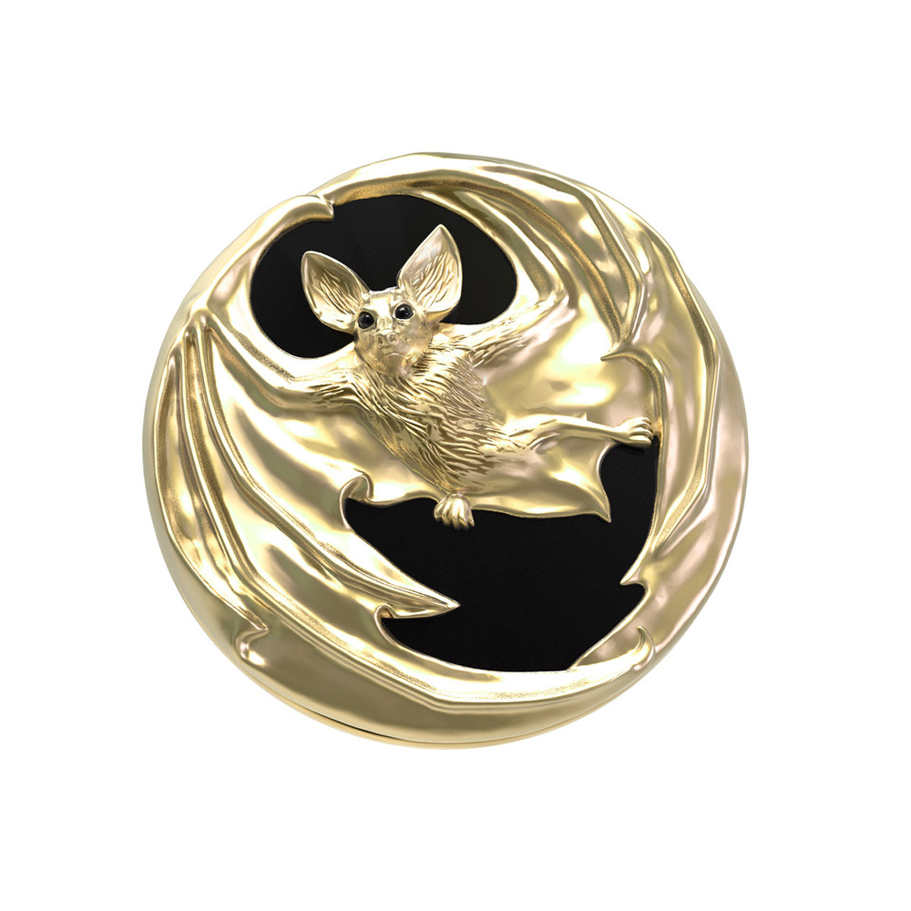 Кольцо из лимонного золота c эмаль и ониксом