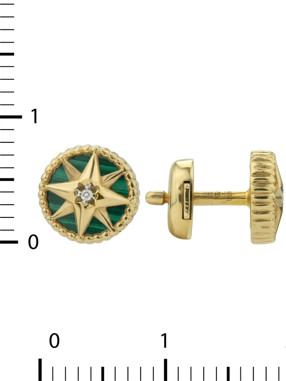 Серьги из лимонного золота c бриллиантами и малахитом