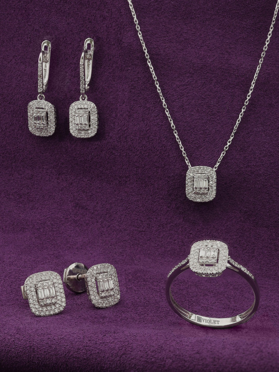 Серьги из белого золота c бриллиантами