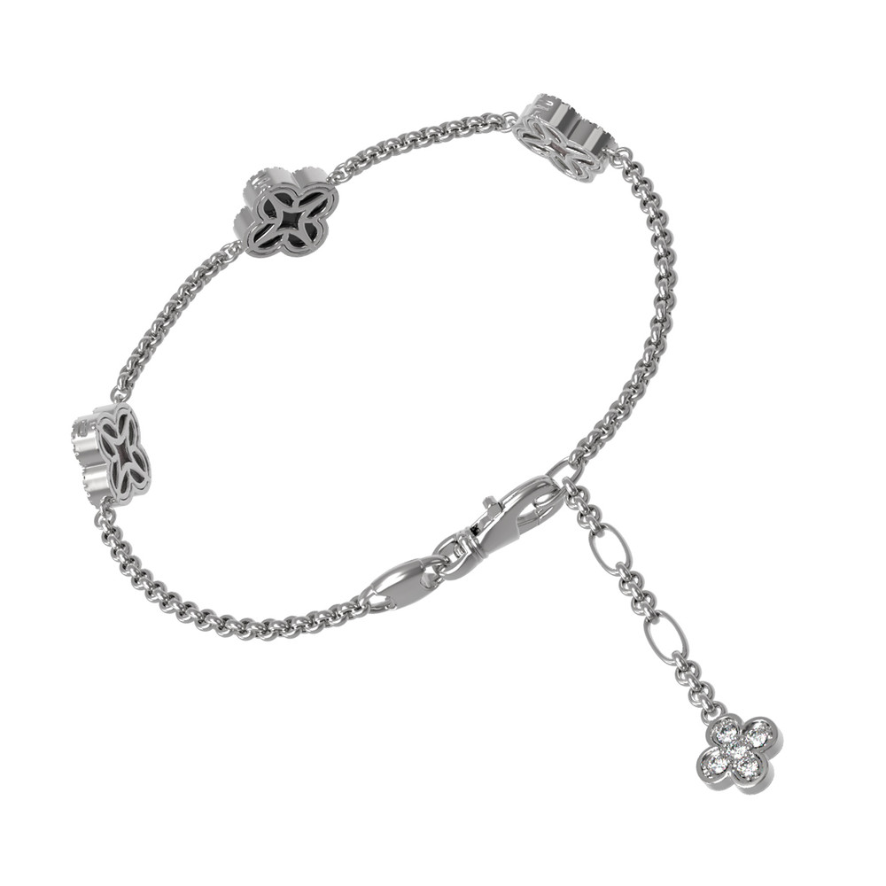 Браслет из белого золота c бриллиантами, ониксом и перламутром