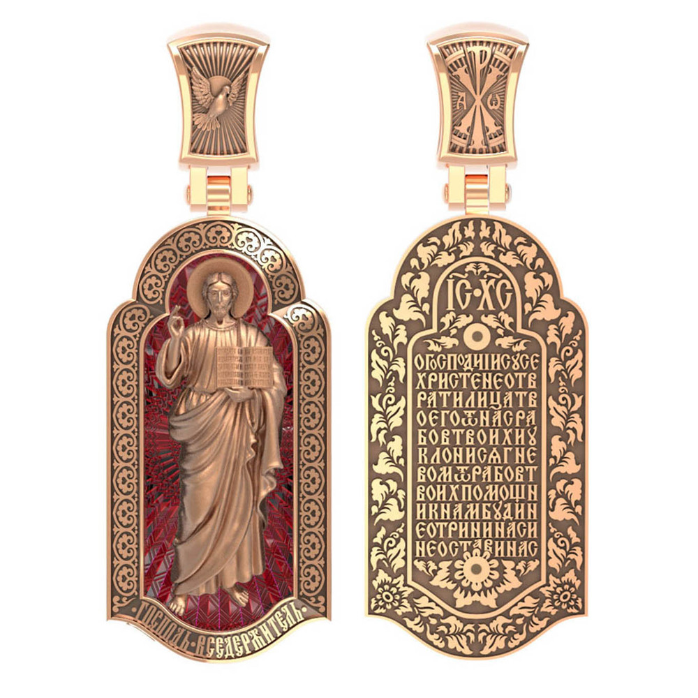 Образок из золота c эмаль