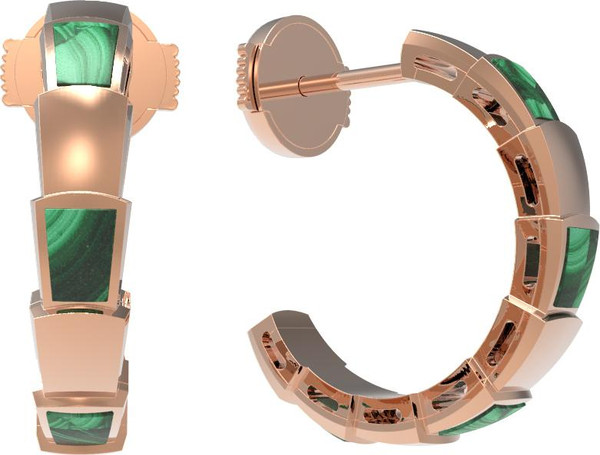 Серьги из золота c малахитом