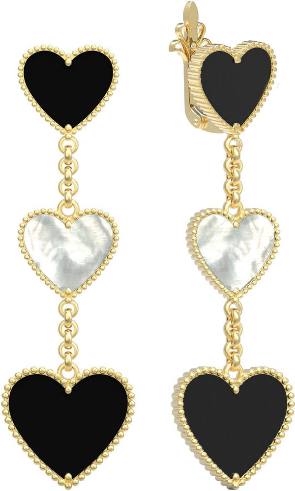 Серьги из лимонного золота c ониксом и перламутром