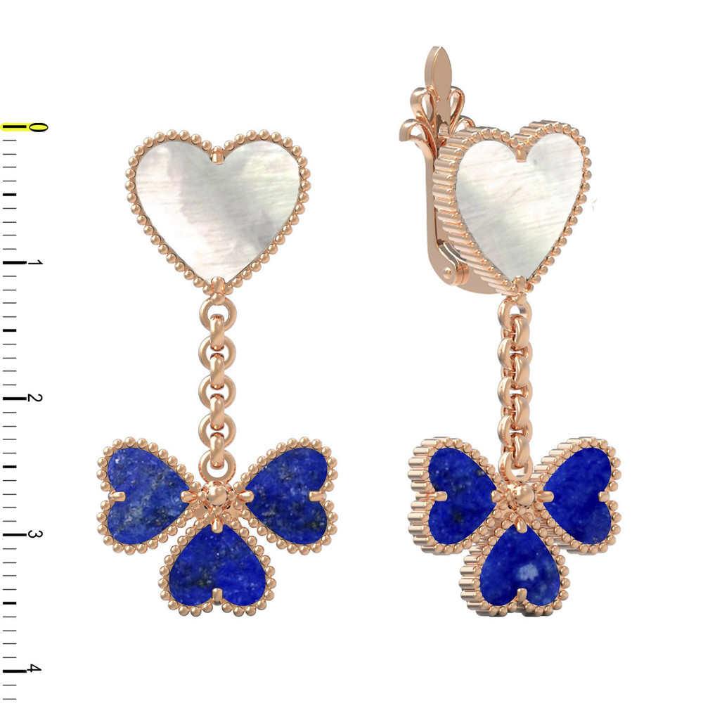 Серьги из золота c лазуритом и перламутром