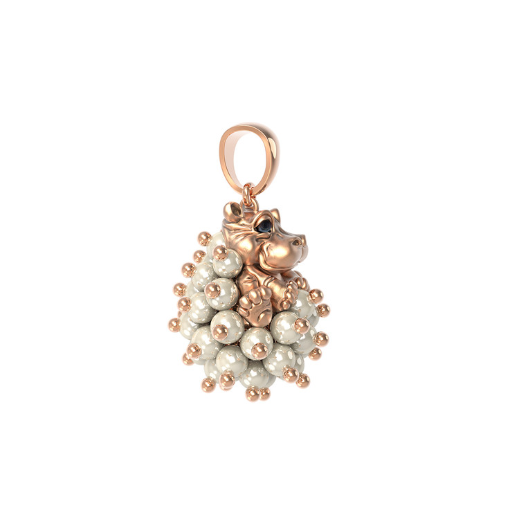 Подвеска из золота c эмалью и жемчугом