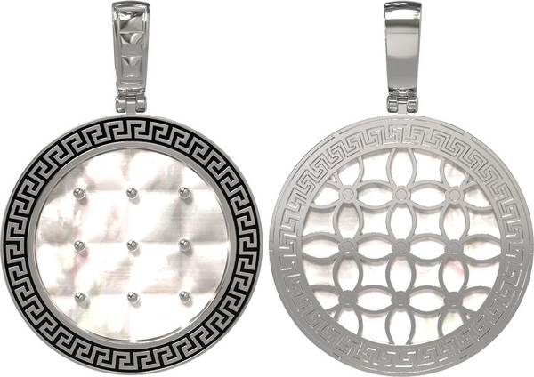 Подвеска из белого золота c эмаль и перламутром