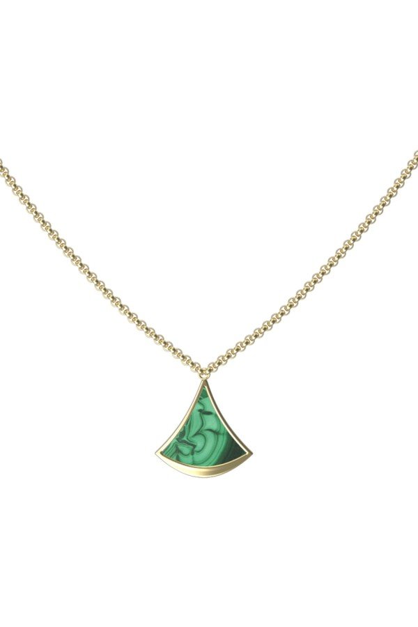 Колье из лимонного золота c малахитом