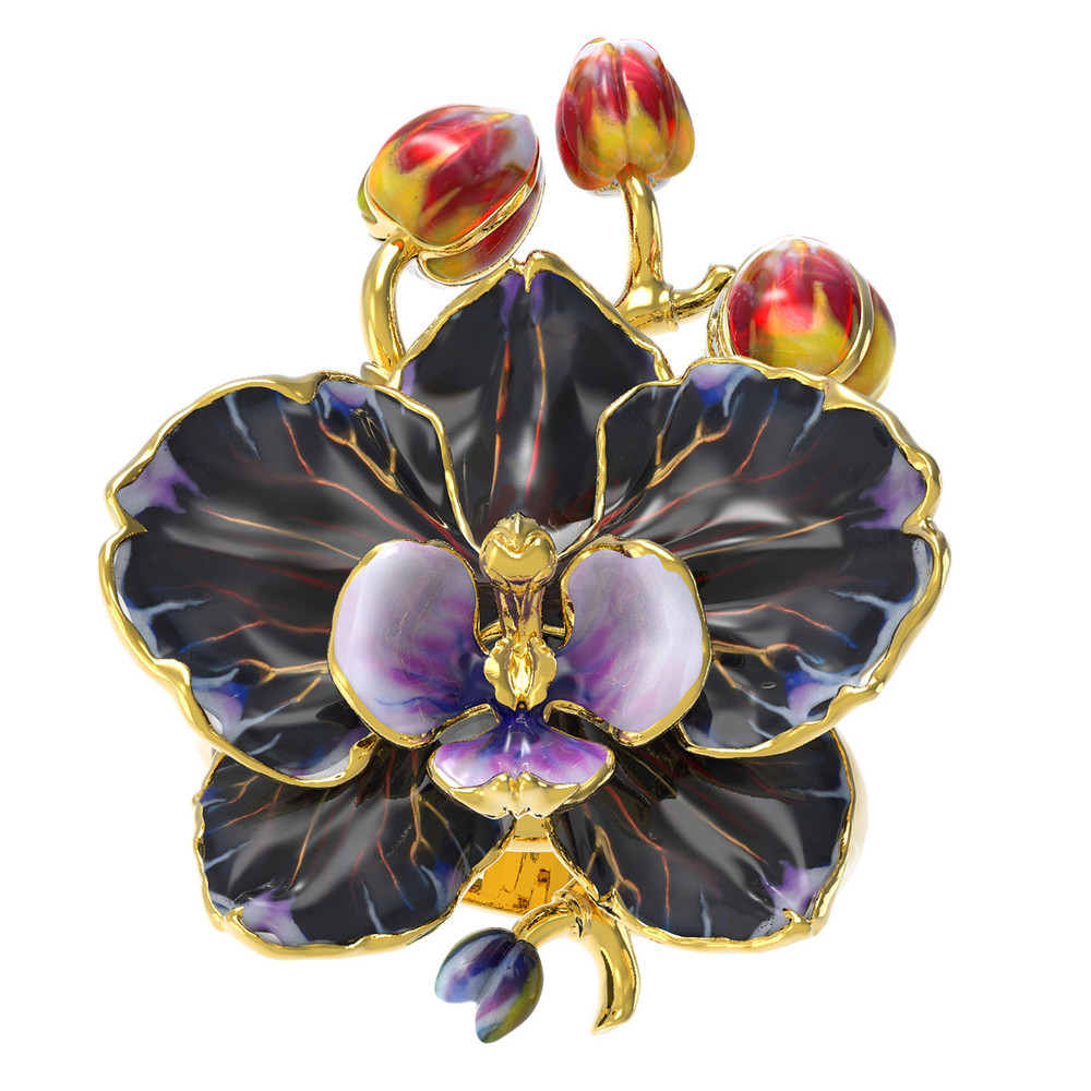 Кольцо из лимонного золота c эмаль