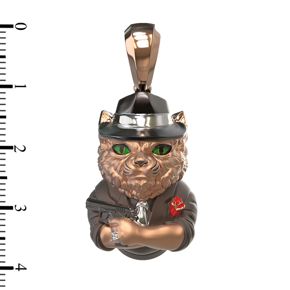 Подвеска из золота c эмаль , бриллиантами и рубином