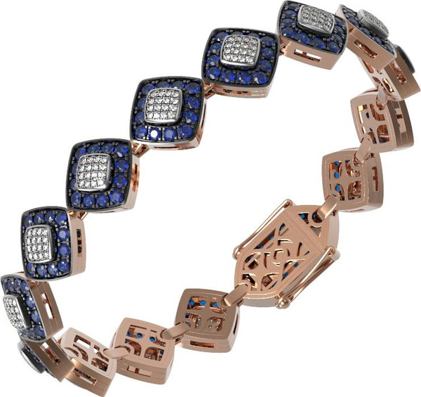 Браслет из золота c бриллиантами и сапфиром