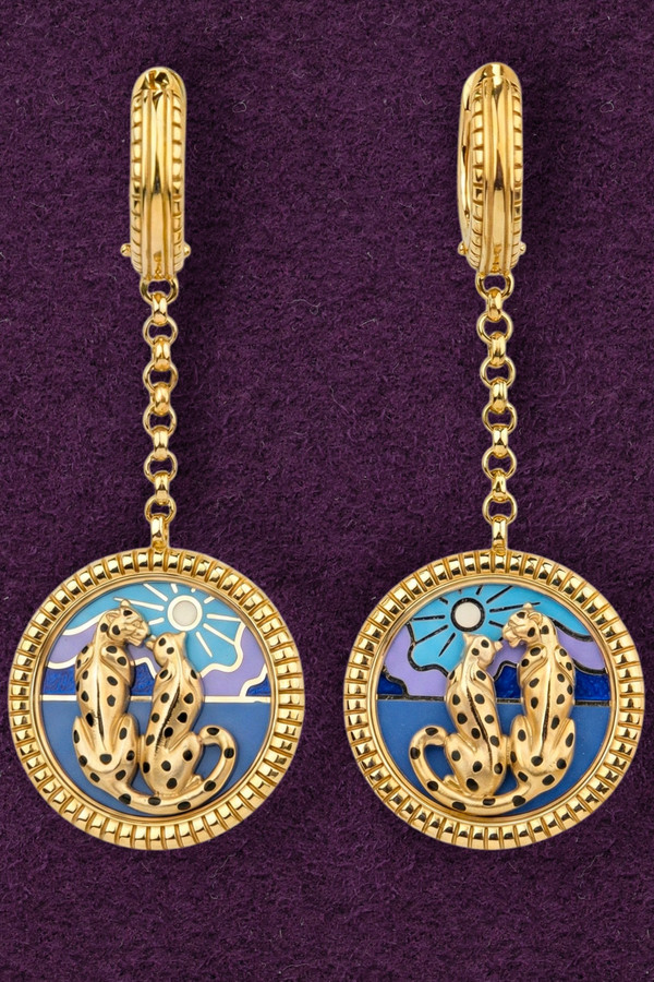 Серьги из лимонного золота c эмаль