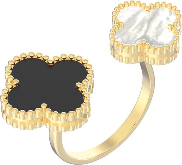 Кольцо из лимонного золота c ониксом и перламутром