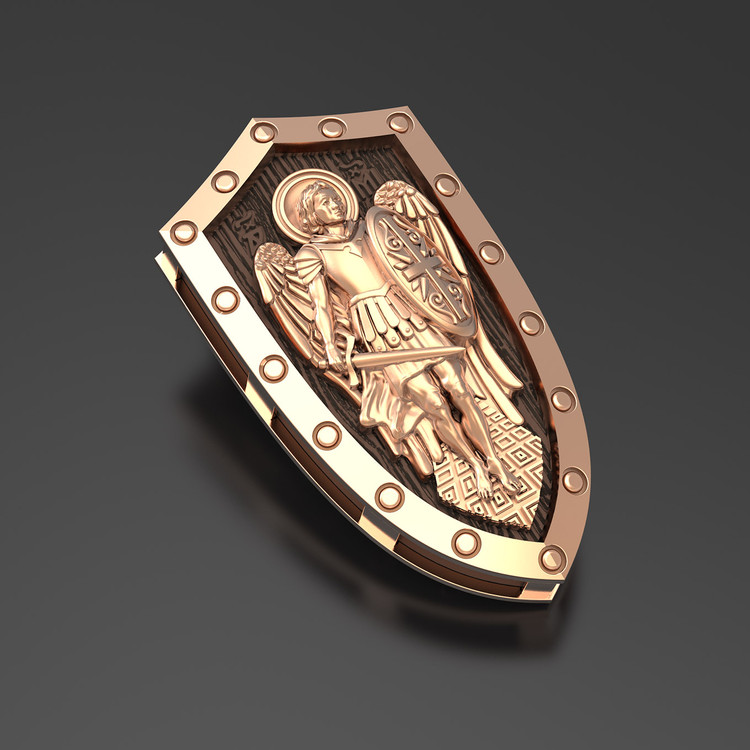 Образок из золота c эбеновым деревом