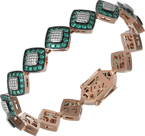 Браслет из золота c бриллиантами и изумрудом