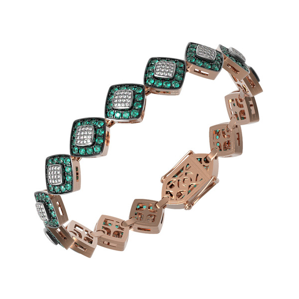 Браслет из золота c бриллиантами и изумрудом