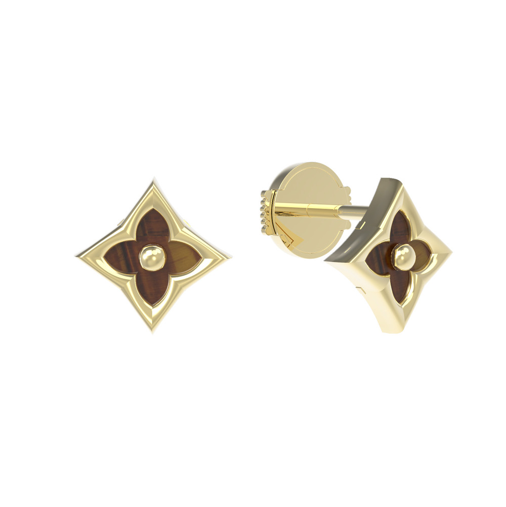 Серьги из лимонного золота c тигровым глазом