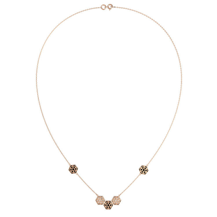 Колье из золота c ониксом и перламутром