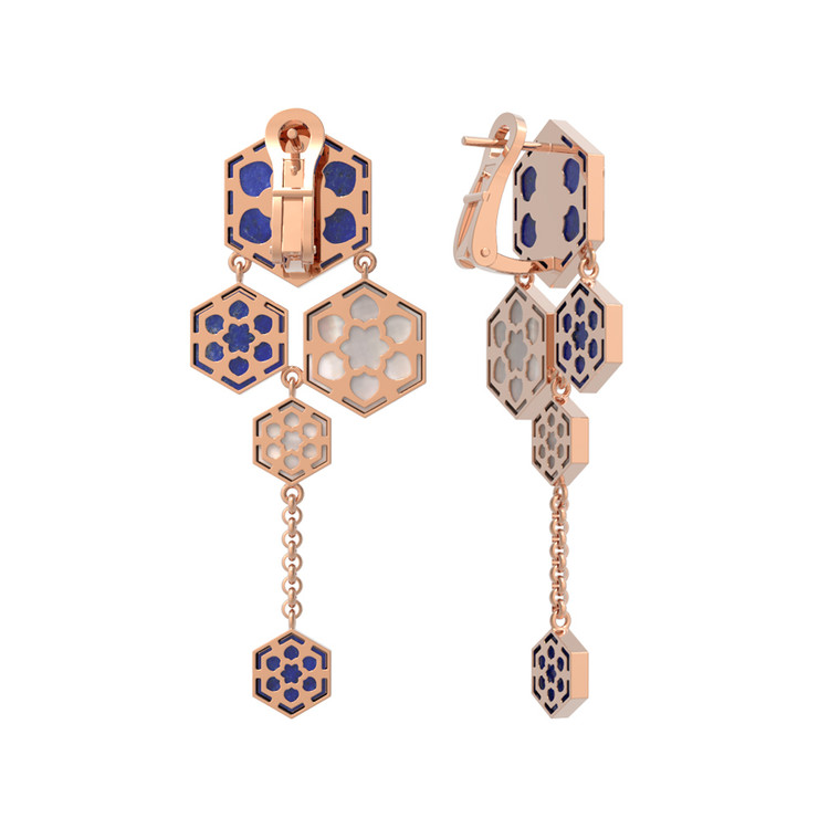 Серьги из золота c лазуритом и перламутром