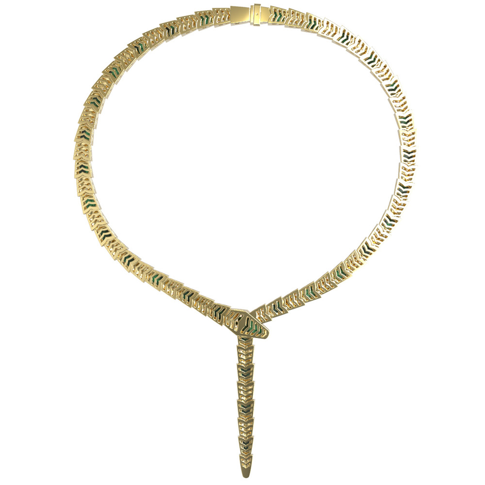 Колье из лимонного золота c бриллиантами и малахитом